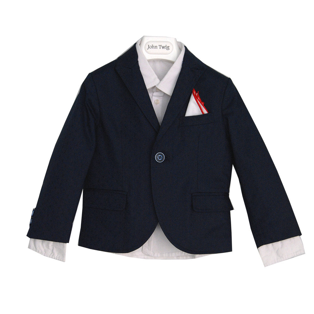 
  Jacket from the John Twig children's clothing line. Solid colour with micro pattern
  tone on ...