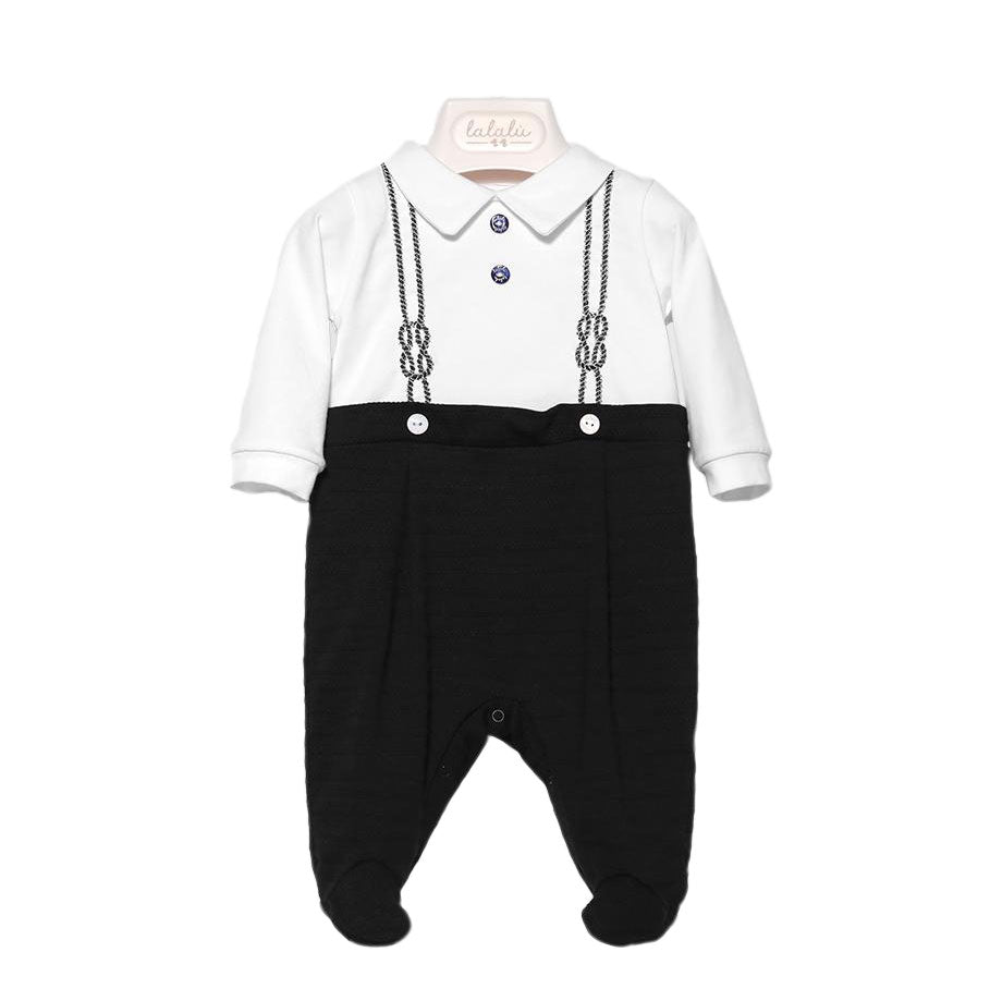 
  Convenient
  baby jumpsuit in soft textured jersey, with collar and long sleeves. Onesie
  whi...