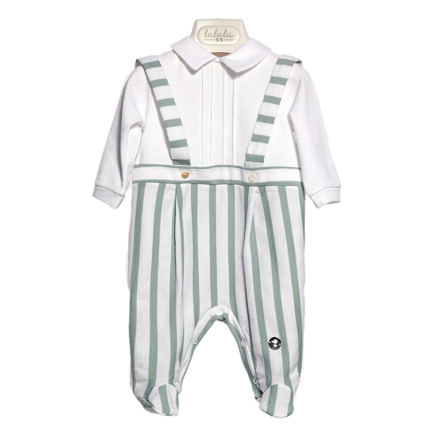 
  Shirt
  solid color white sleeve cota, with dungarees in white and green striped fabric,
  shi...