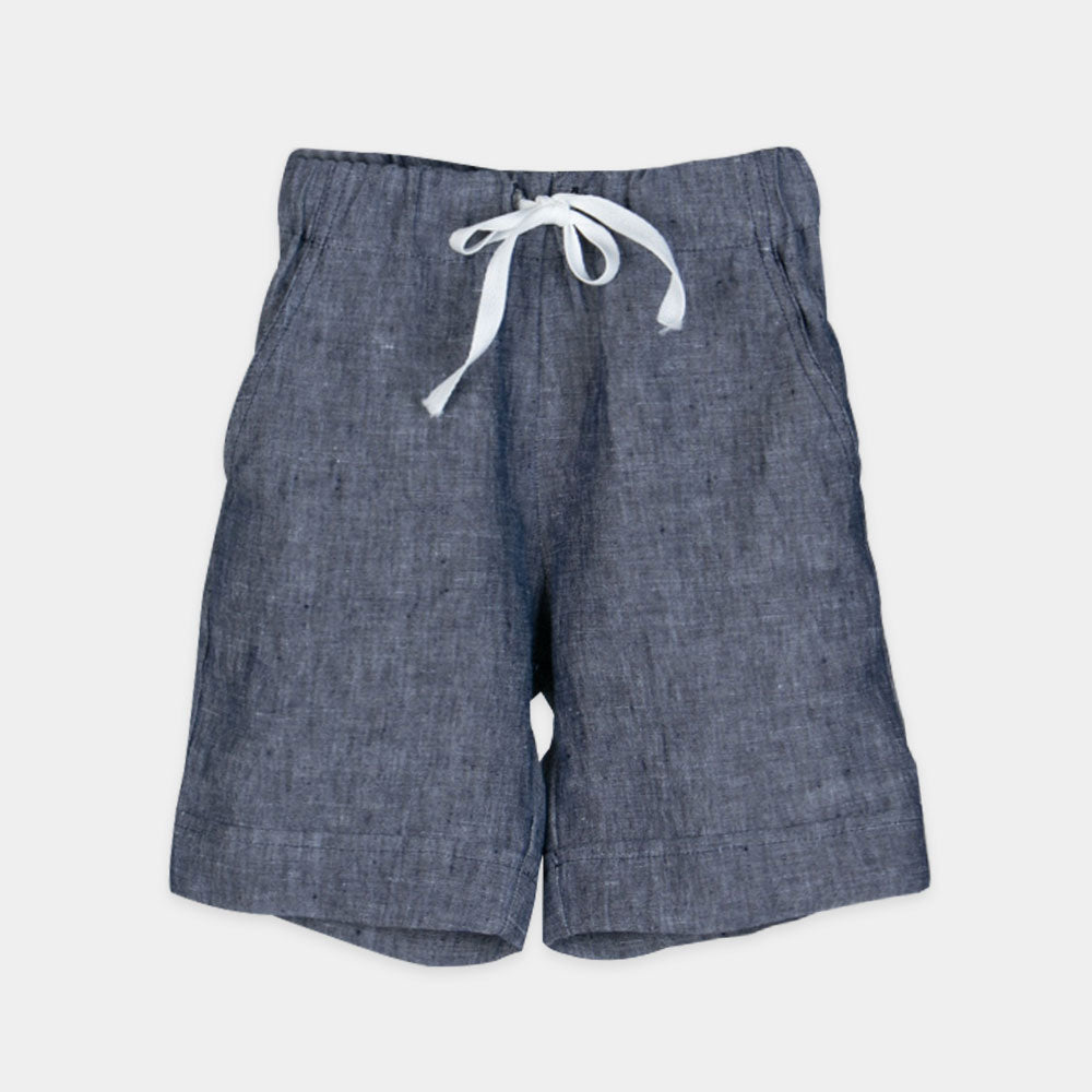 
Linen Bermuda shorts from the Lalalù Childrenswear Line, with elastic waistband and bow on the f...