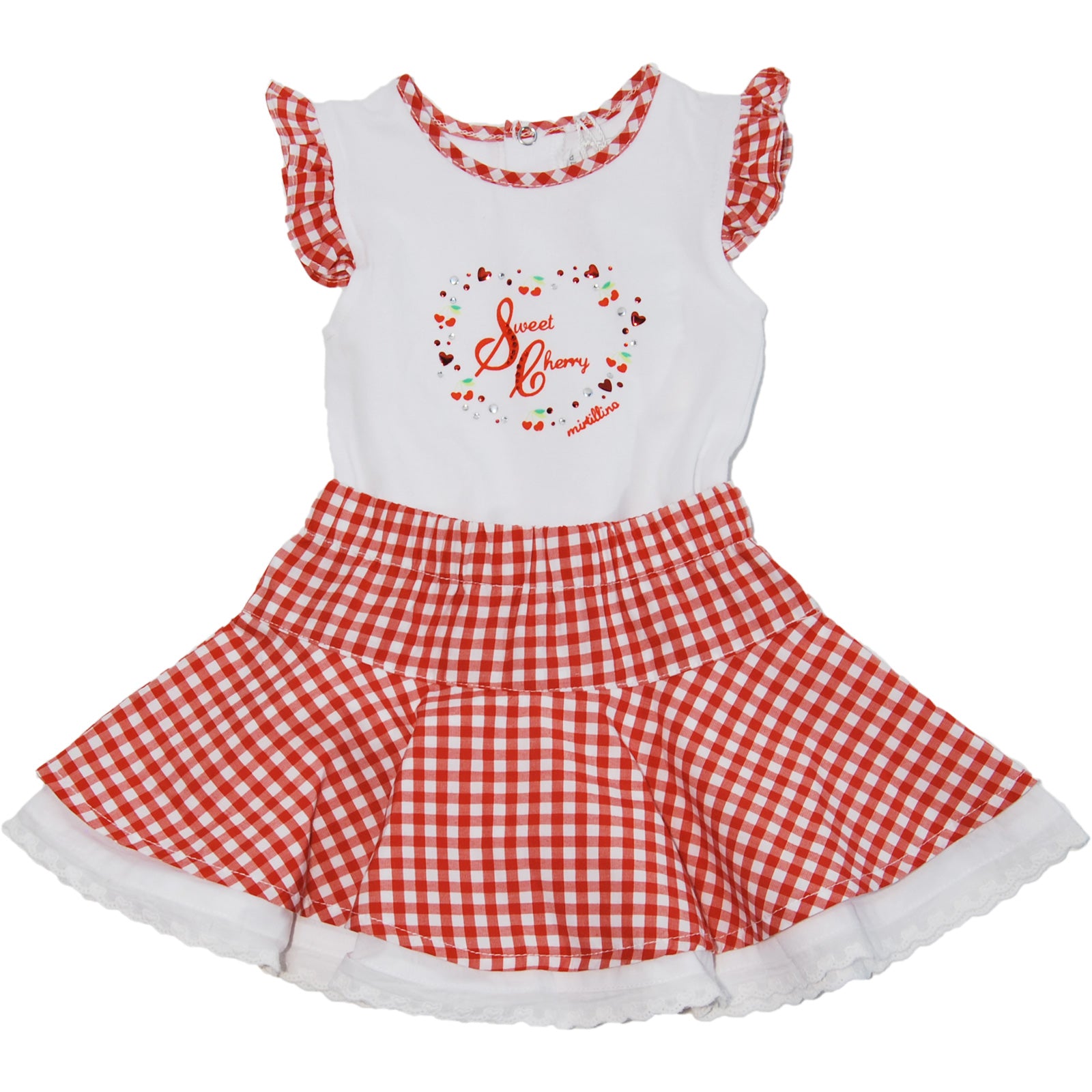 
  2-piece set from the Mirtillo girl's clothing line. Cotton jersey bodysuit
  elegant with appl...