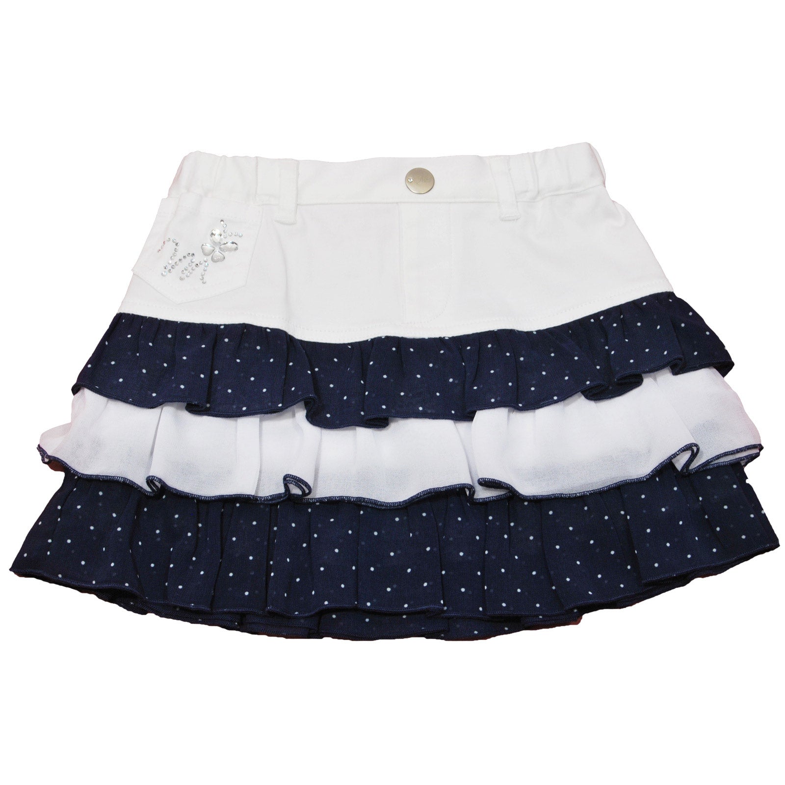 
  Creponne flounced skirt from the Mirtillo girl's clothing line. Applications
  rhinestones on ...