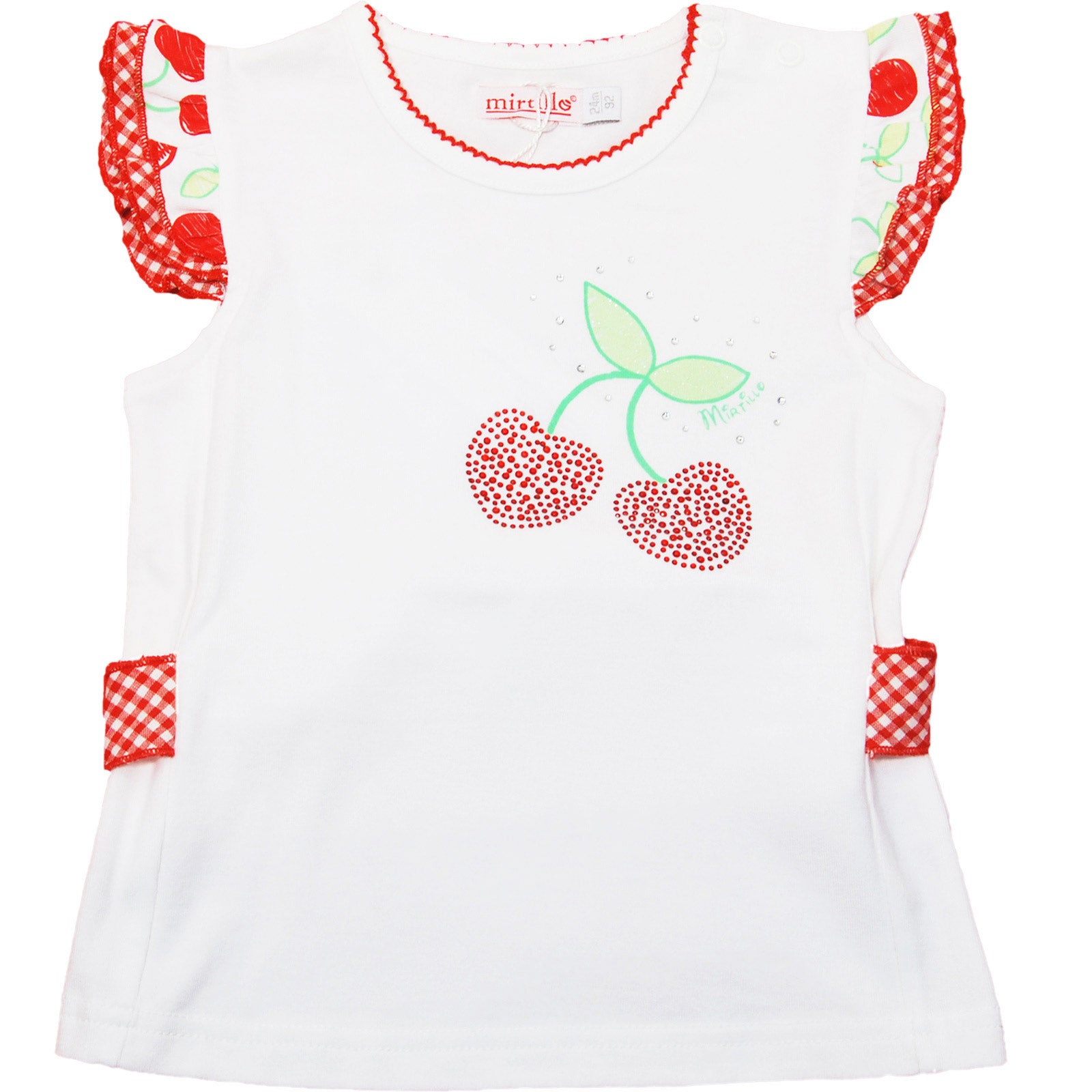 
  Short-sleeved cotton jersey T-shirt of the girls' clothing line Mirtillo,
  with printing on t...