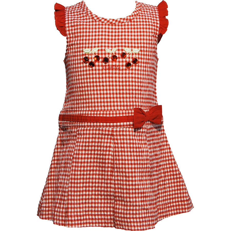 
  Vichy dress from the Mirtillo girl's clothing line flared on the hips, part
  pleated bottom w...