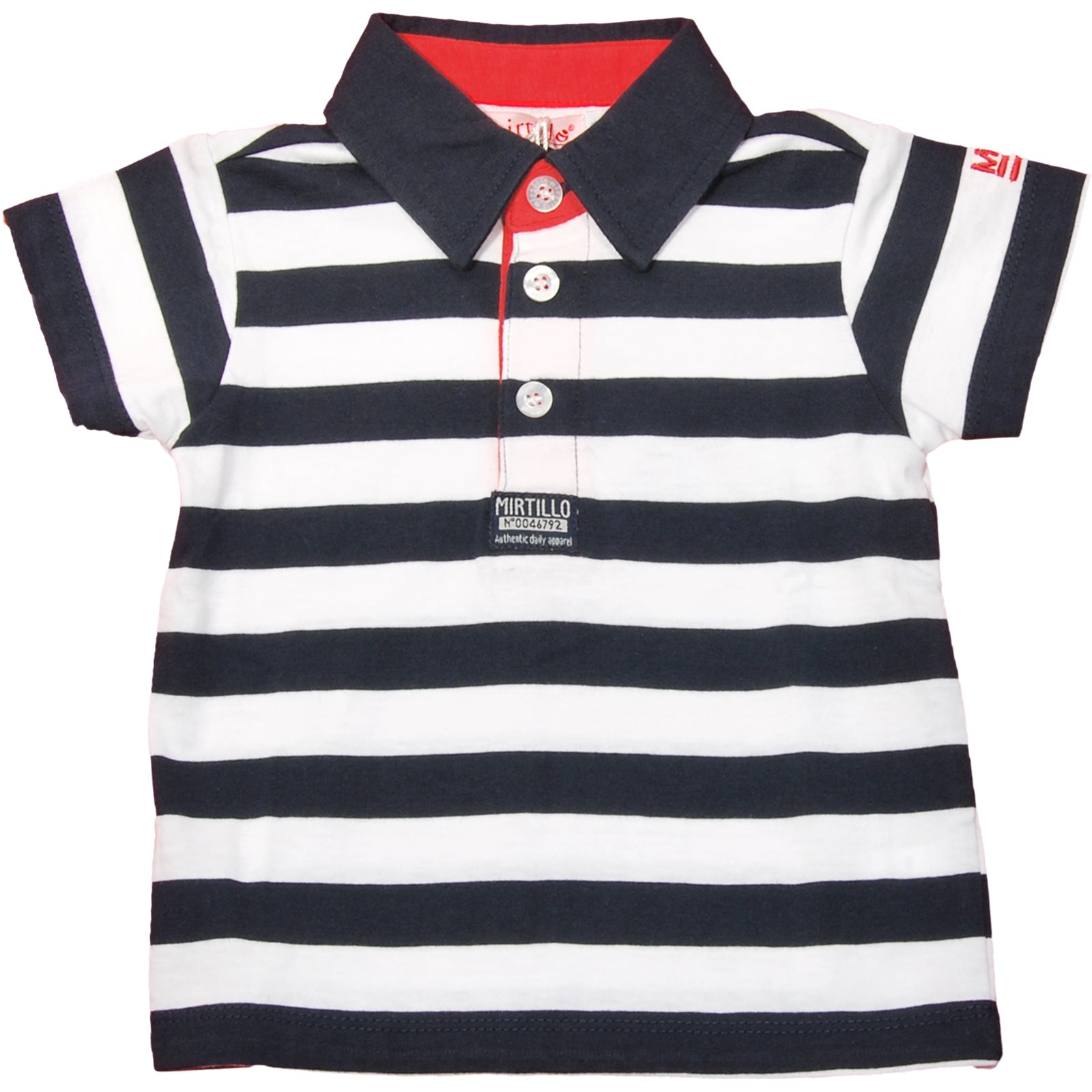 
  Short-sleeved polo shirt from the children's clothing line Mirtillo in cotton jersey, striped ...