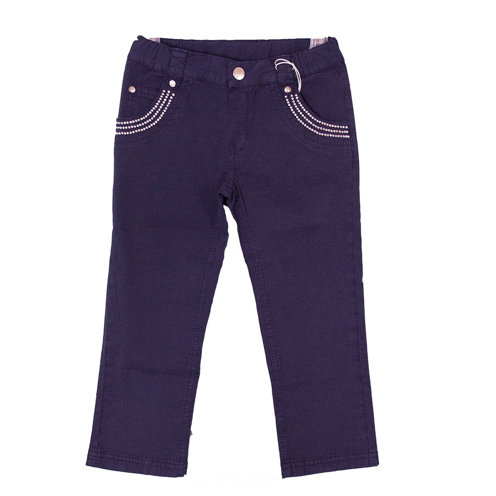
  Pants from the girl's clothing line Mirtillo in plain poplin.
  Pockets lit by rhinestones. Ad...