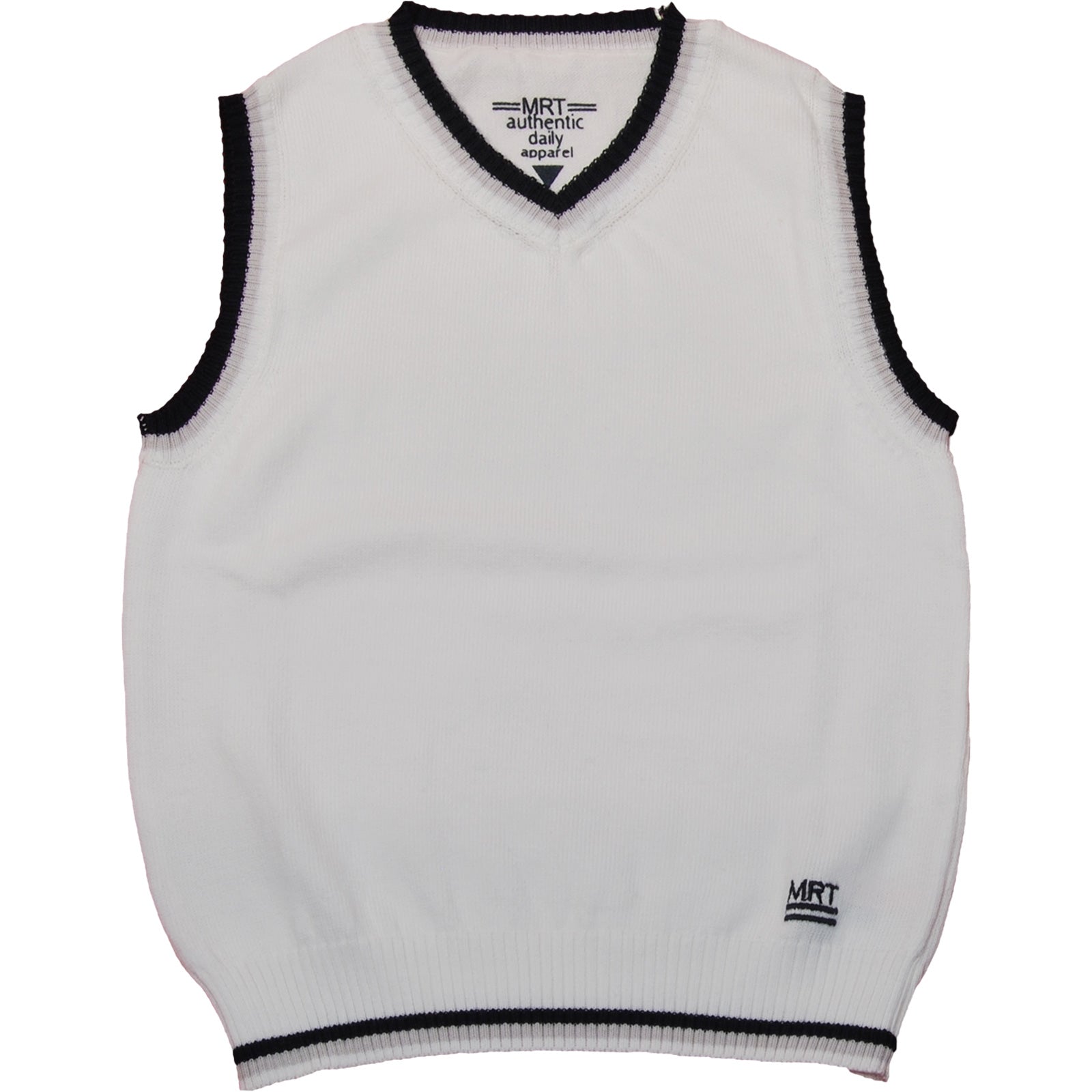 
  V-neck tricot vest from the Mirtillo children's clothing line, white background, with collars ...