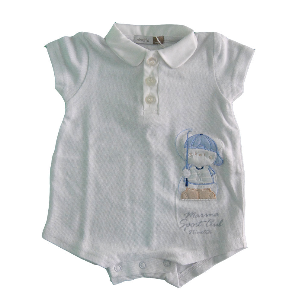 
  Piqué romper of the Ninetta children's clothing line. Solid colour with
  shirt collar. Fabric...