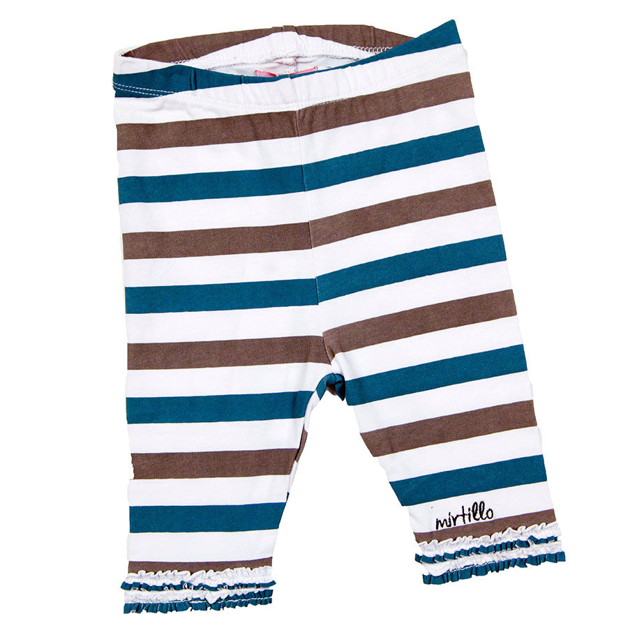 
  Leggins from the girls' clothing line Blueberry calf leggings with curls on the bottom, stripe...