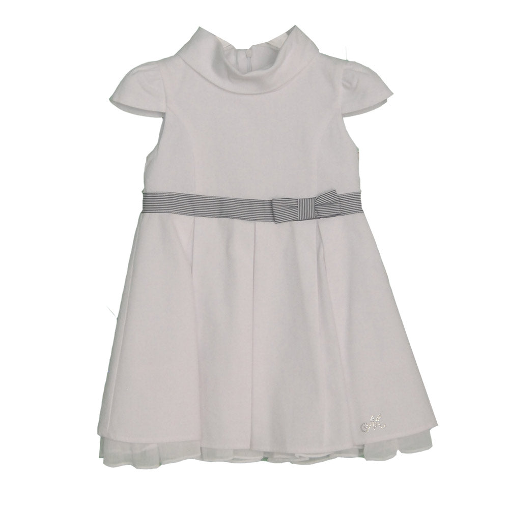 
  Girl's clothing line dress Mirtillo honeycomb. Solid color. Belt
  in a milleraies striped wai...