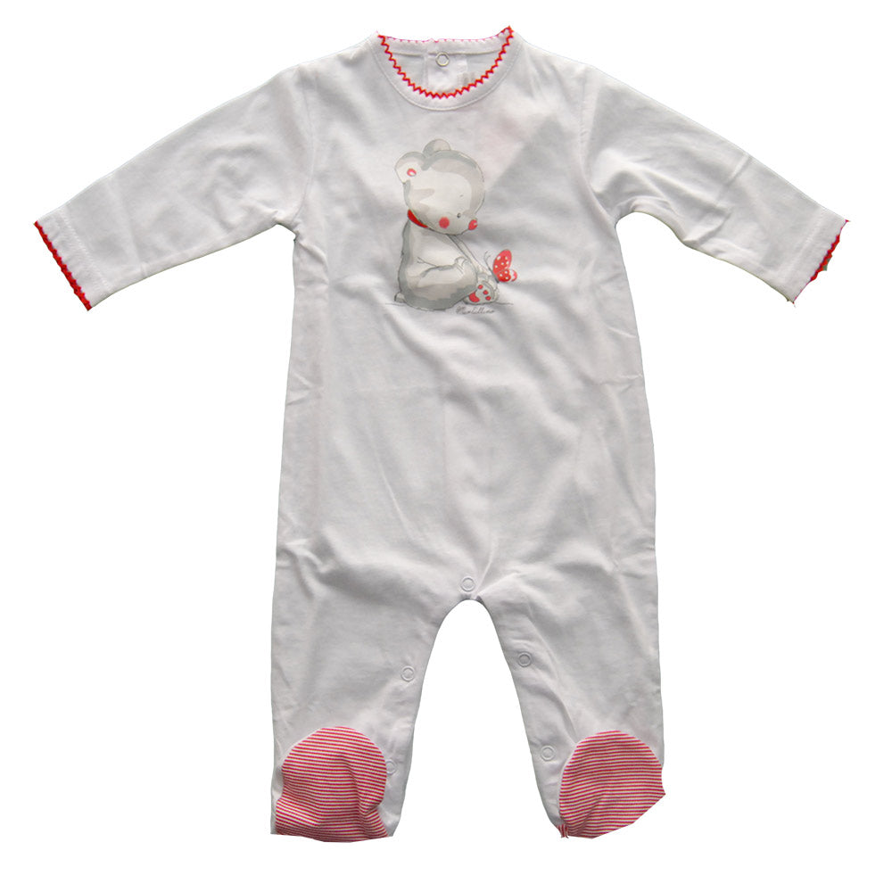 
  Little girl's clothing line Mirtillo in jersey with feet. Print
  on the front; contrasting co...