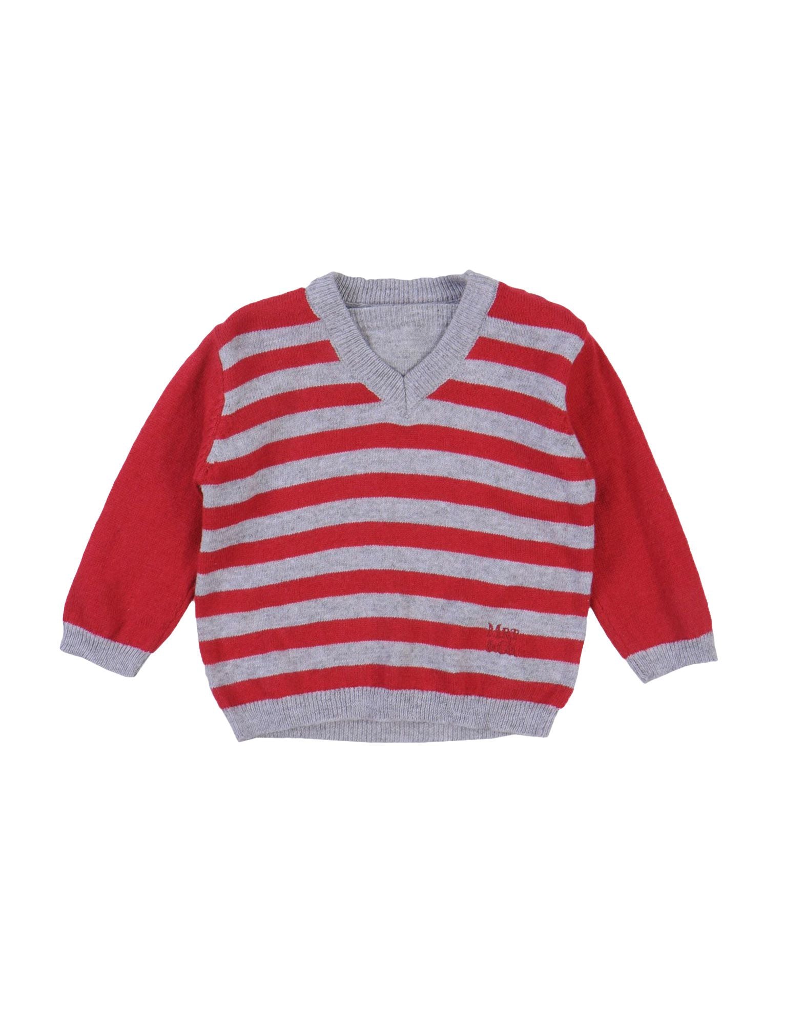 
  Tricot sweater from the Mirtillo Children's Clothing line, gray striped pattern
  and burgundy...