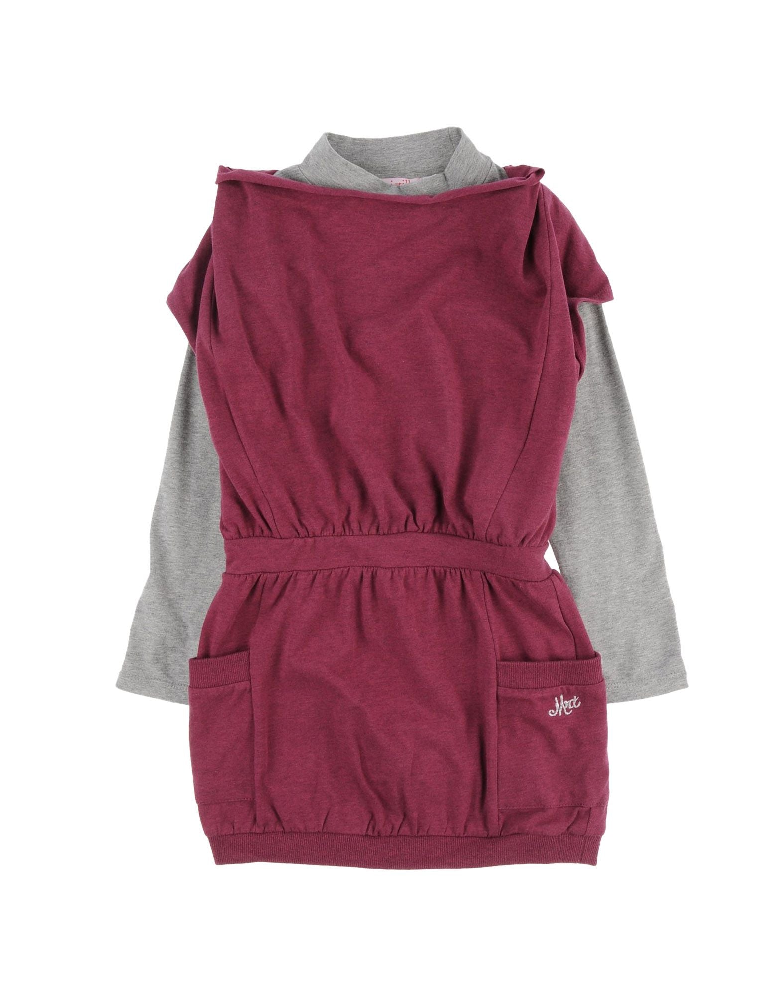 
  Dress from the Mirtillo girl's clothing line with mock neck and sleeves in
  contrast of color...