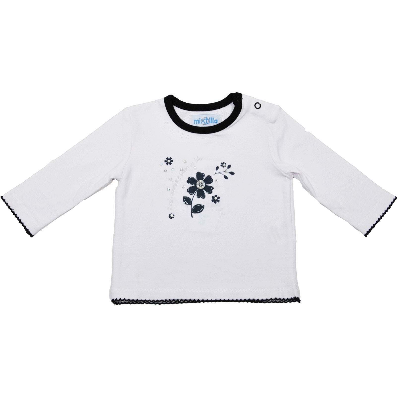 
  Long-sleeved T-shirt from the girls' clothing line Mirtillo with buttoning on the shoulder, ap...