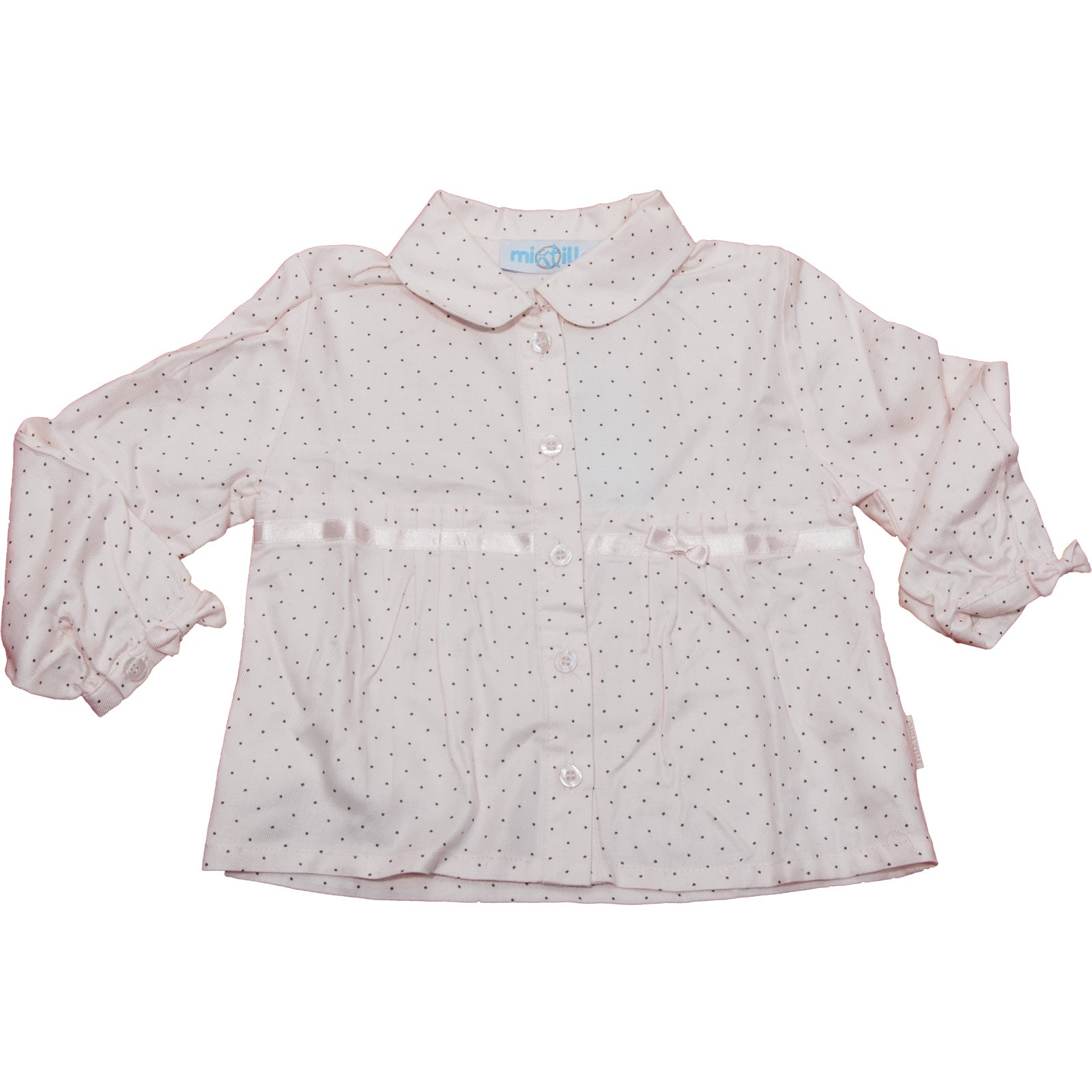 
  Shirt from the girl's clothing line Blueberry patterned micropois, with satin bow and crimp. 
...