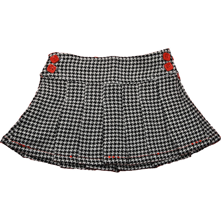
  Houndstooth skirt from the Blueberry girl's clothing line, with buttoning on the hips and appl...