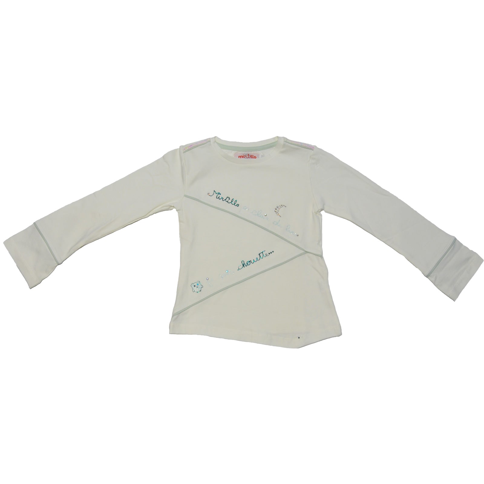 
  Long-sleeved T-shirt from the Mirtillo girl's clothing line with front, prints, stitching and ...
