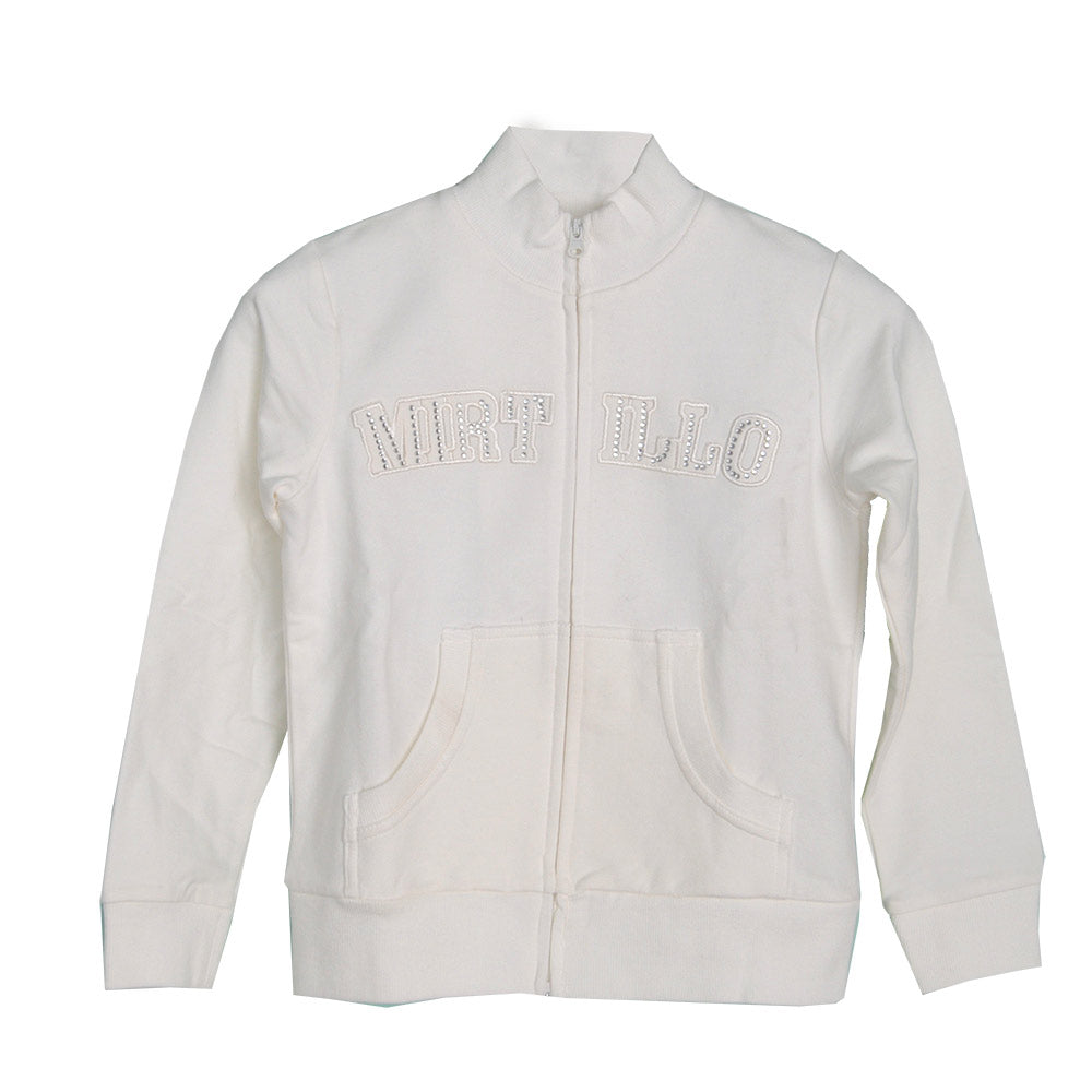 
  Sweatshirt from the girls' clothing line Mirtillo. Solid color with front pockets
  and embroi...