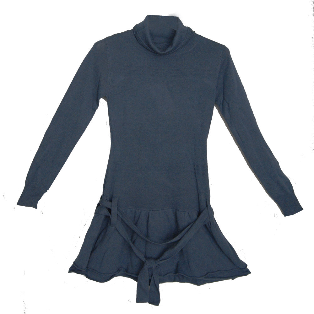 Tricot dress from the Mirtillo children's clothing line. Solid color with high collar. Low cut wa...