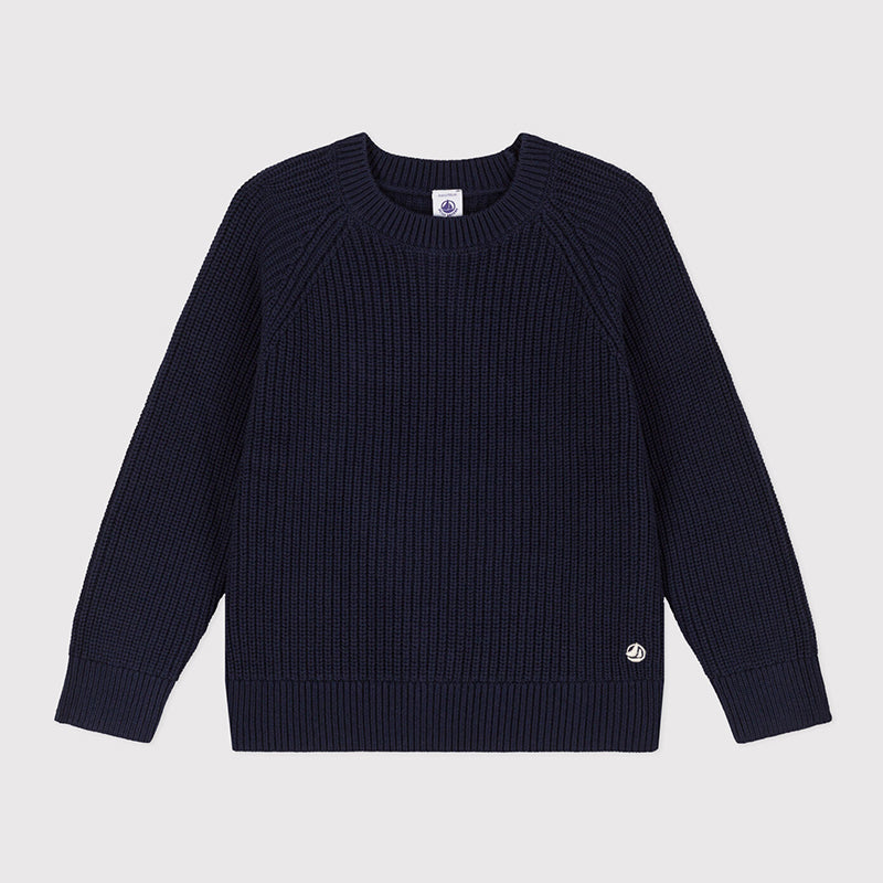 
Wool and cotton knitted sweater from the Petit Bateau children's clothing line, soft and warm.
E...