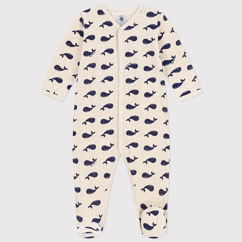 Chenille onesie from the Petit Bateau children's clothing line. Opening with snap buttons on the ...