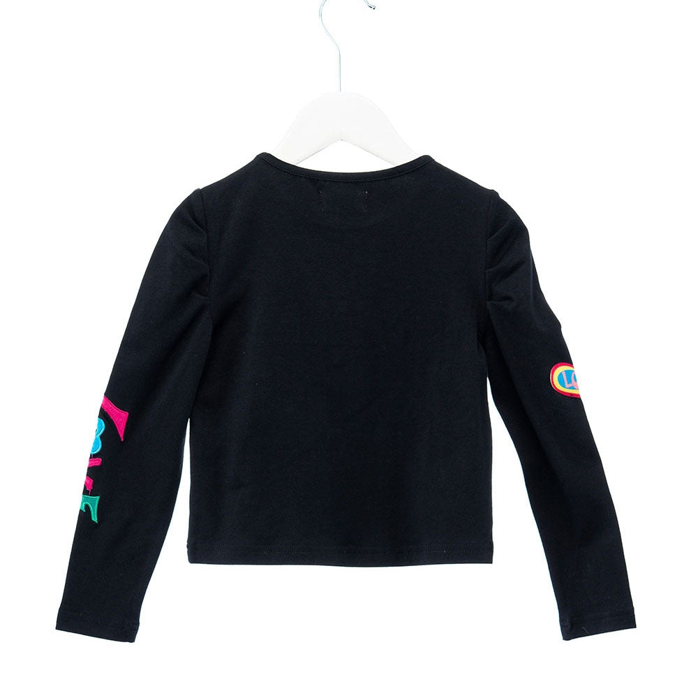 T-shirt from the Rosalita Senoritas girl's clothing line, with multicolor embroidery on the front...