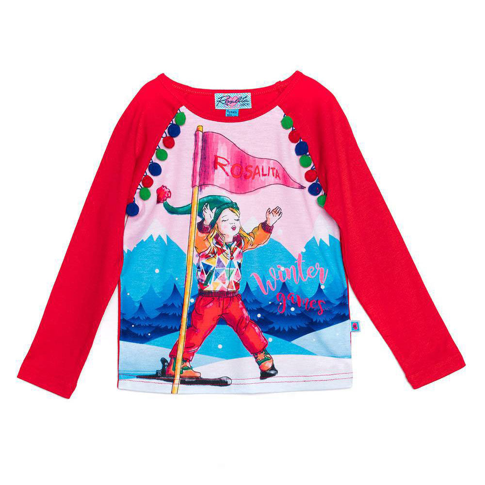 
  Rosalita Senoritas Girl's Clothing Line Crew-neck T-shirt with sleeves
  long. Red colour with...