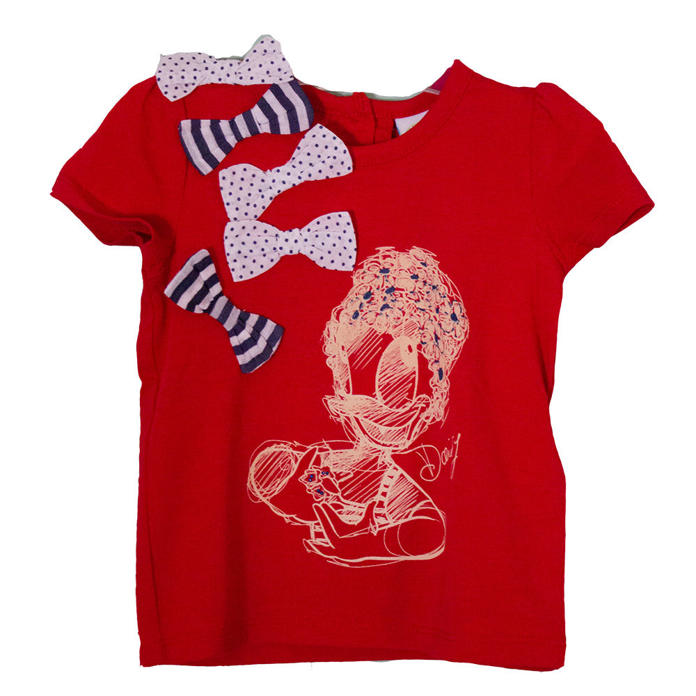 
  T-shirts from the Silvian Heach Kids clothing line; solid-colour with
  print and bows in stri...