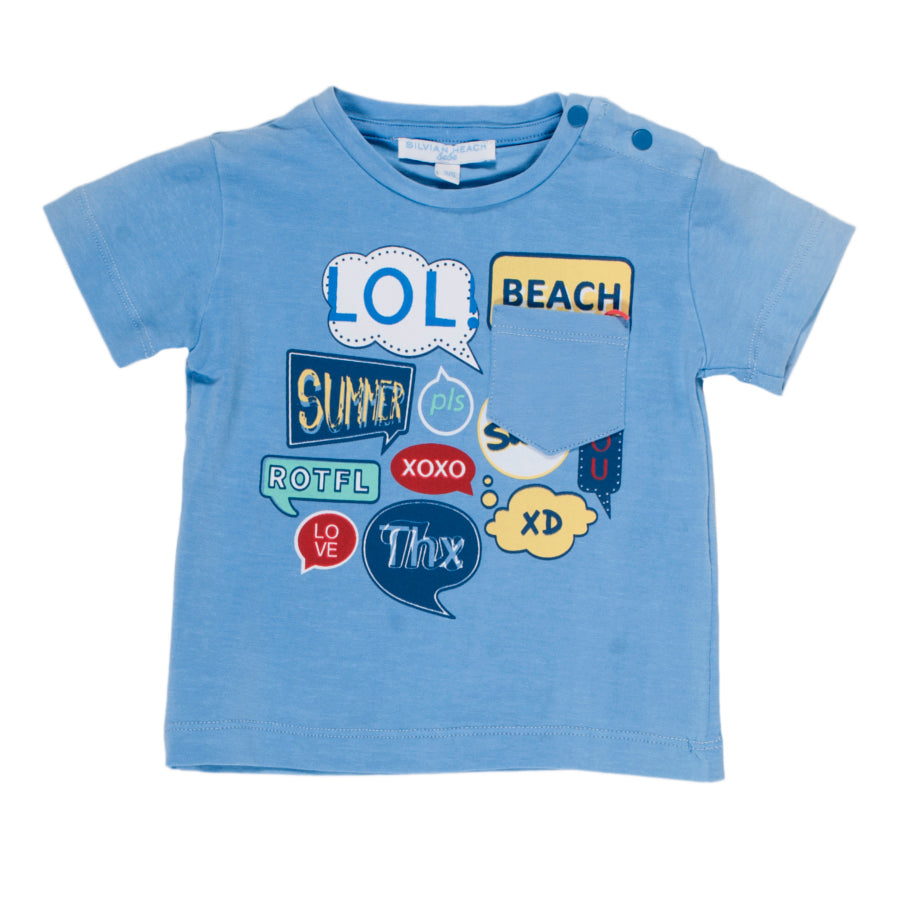 
  T-Shirt from the Silvian Heach Kids clothing line; short sleeve model,
  plain fabric with nic...