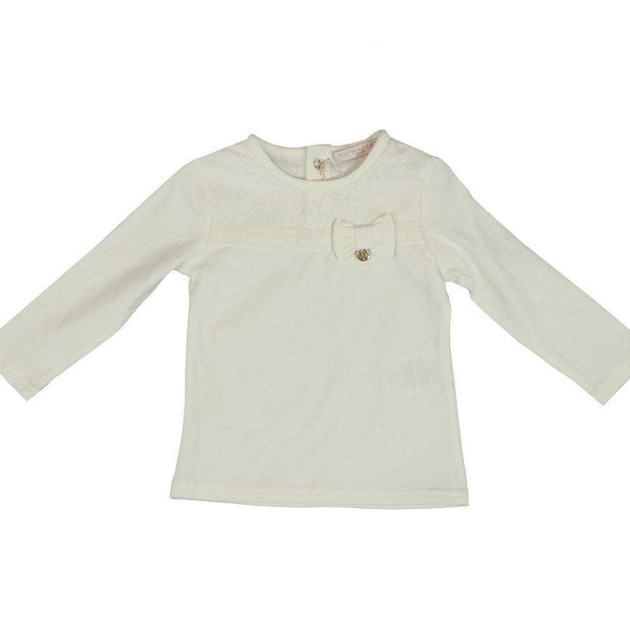 Elegant t-shirt from the Silvian Heach Kids clothing line, with lace appliqué on the front and ve...