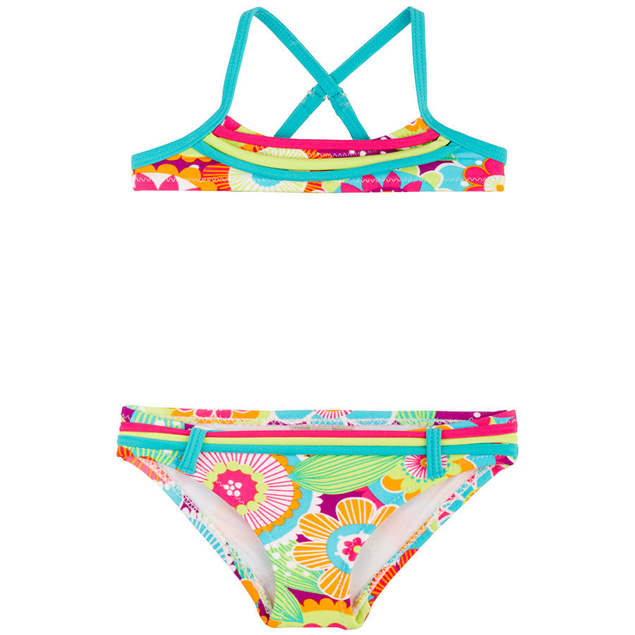 
  Colorful bikini from the Tuc Tuc girl's clothing line with floral pattern.



  Composition: e...