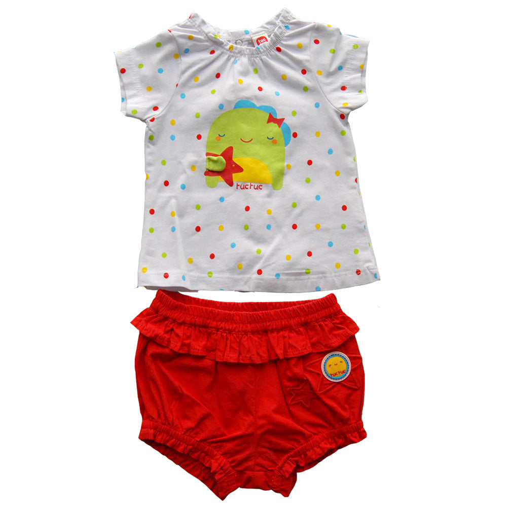
  Two-piece Tuc Tuc girl's clothing line set consisting of Tuc T-shirt
  half sleeve decorated w...