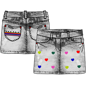 
  Little skirt in jeans from the Tuc Tuc girl's clothing line, with multicolor embroidery
  on t...
