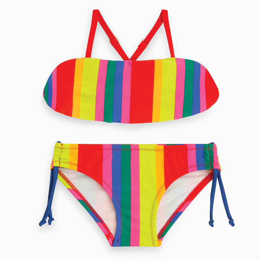 
  Bikini swimsuit, from the Tuc Tuc girl's beachwear line, with multicolor pattern, flounce
  ap...