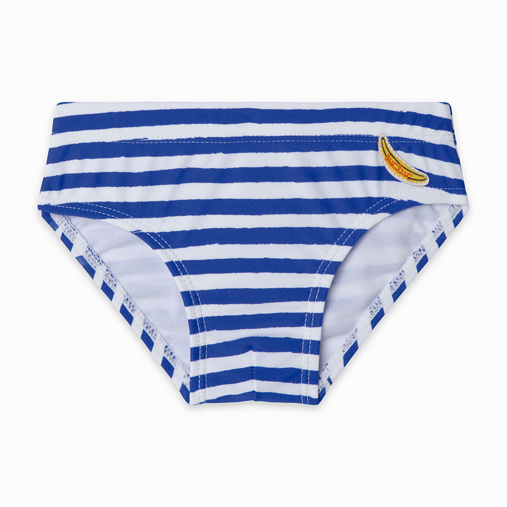 
  Swim briefs from the Tuc Tuc Children's Clothing Line with striped pattern and applications
  ...