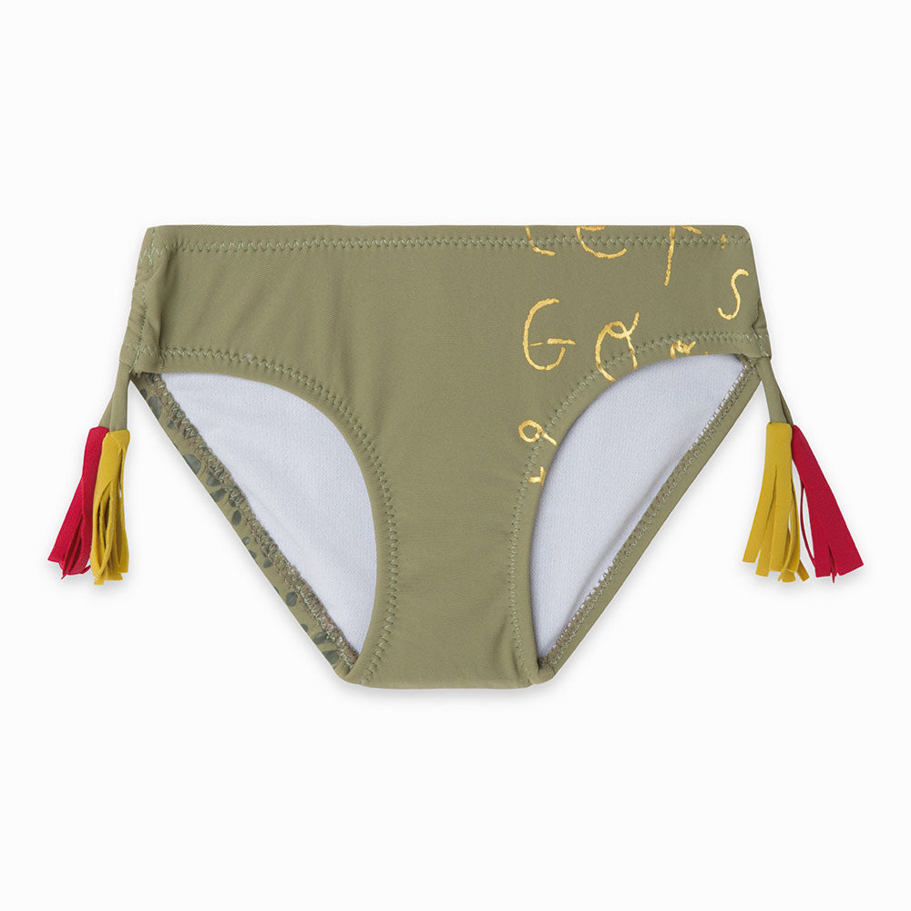 
  Swim briefs from the Tuc Tuc Girl's Clothing Line with fringes on the sides and details
  gild...
