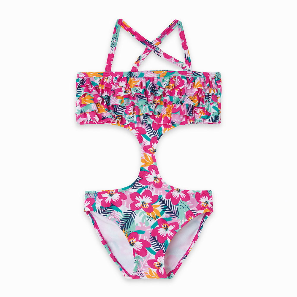 
  Trikini from the Tuc Tuc Girl's Clothing Line with crossed straps on the back
  and rouches ap...