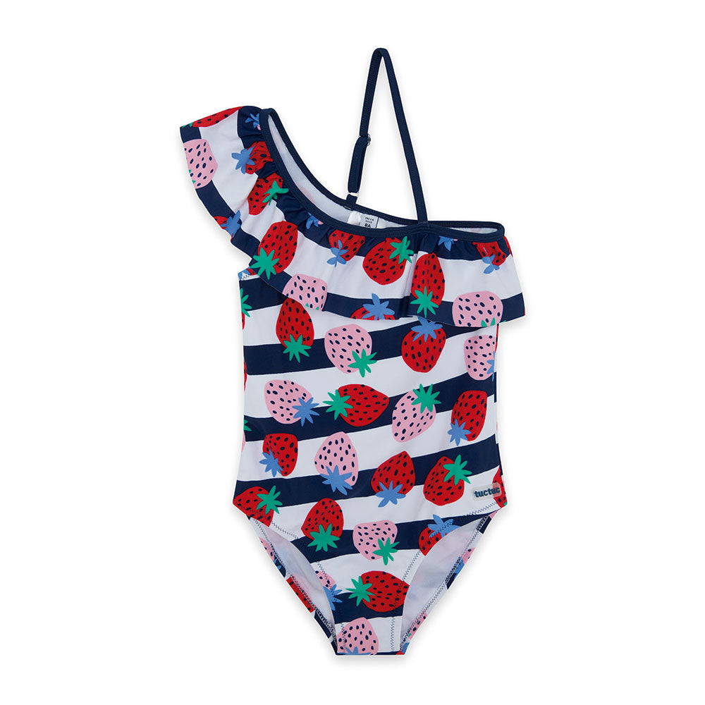 
  One-piece swimsuit from the Tuc Tuc Girl's Clothing Line with strawberry pattern
  colored, on...