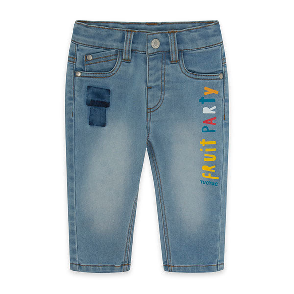 
  Denim trousers from the Tuc Tuc Children's Clothing Line, Fruitty Time collection,
  with colo...