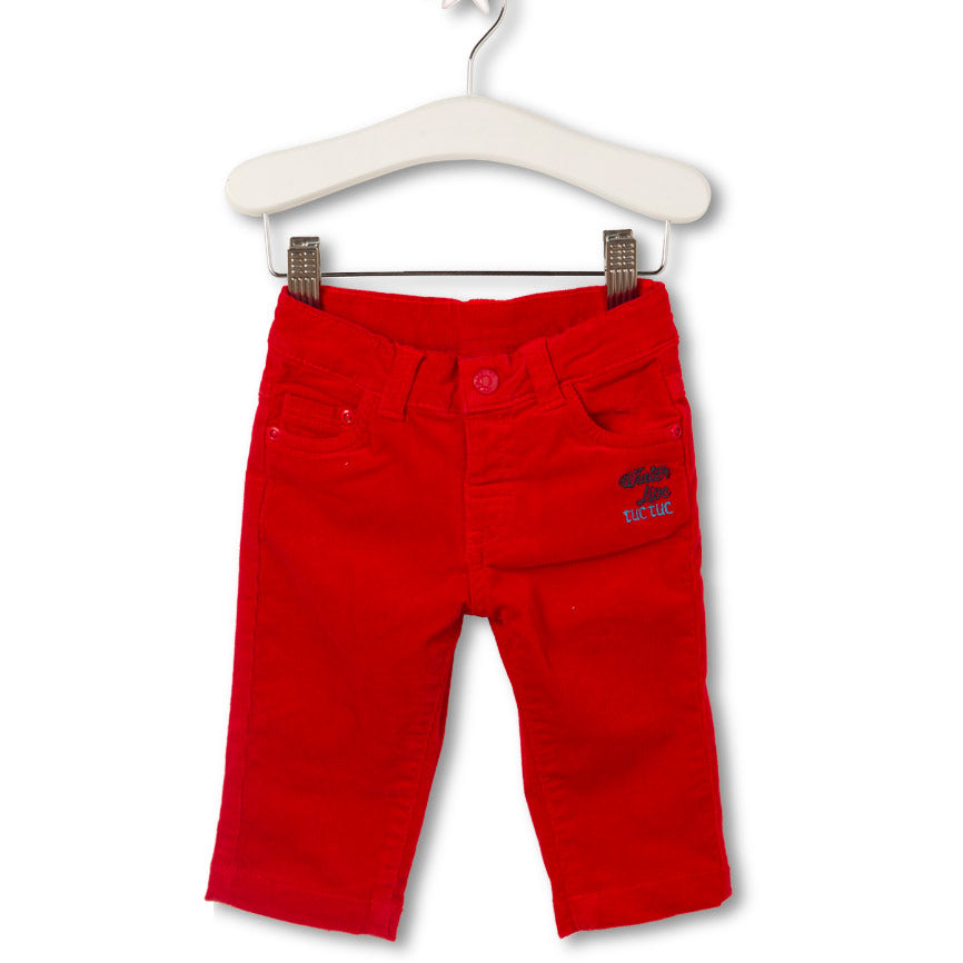 
  Children's clothing line trousers Tuc Tuc plain model five
  pockets with embroidery on the fr...