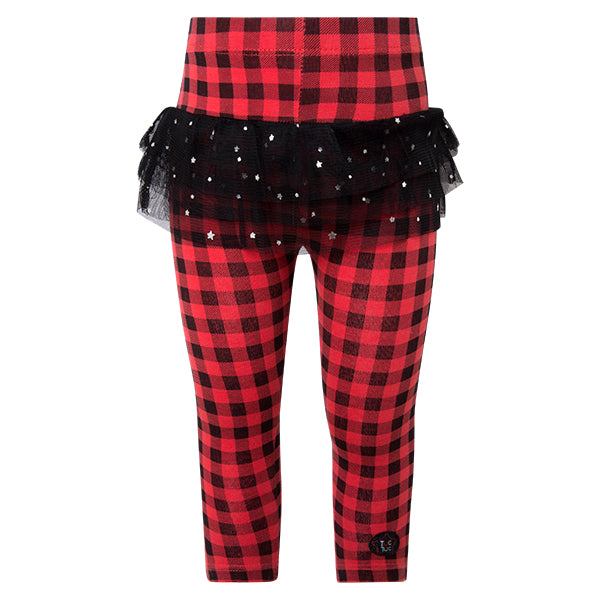 
  Leggins from the Tuc Tuc Girl's Clothing line with checked pattern and apllication
  of tulle ...