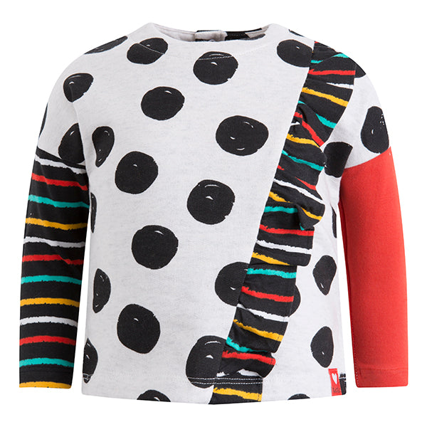 Sweatshirt from the Tuc Tuc girl's clothing line, with polka dot pattern, voilant on the side and...
