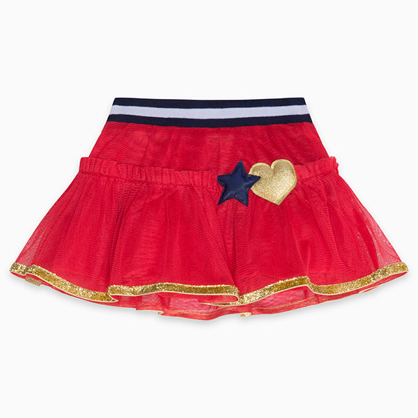 
  Tuc Tuc Girl's Clothing Line skirt in toulle with fluffy flounces, edge
  gold and striped ela...