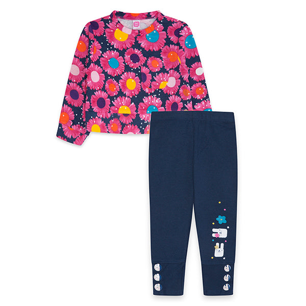 
  2-piece Tuc tuc Girl's Clothing Line composed of leggings a
  solid color with buttons applied...
