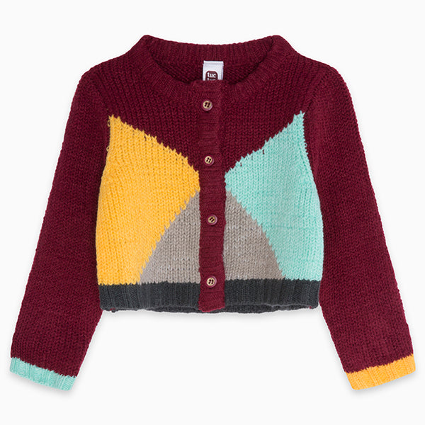 
  Cardigan from the Tuc Tuc Girl's Clothing Line with multicoloured workmanship.
