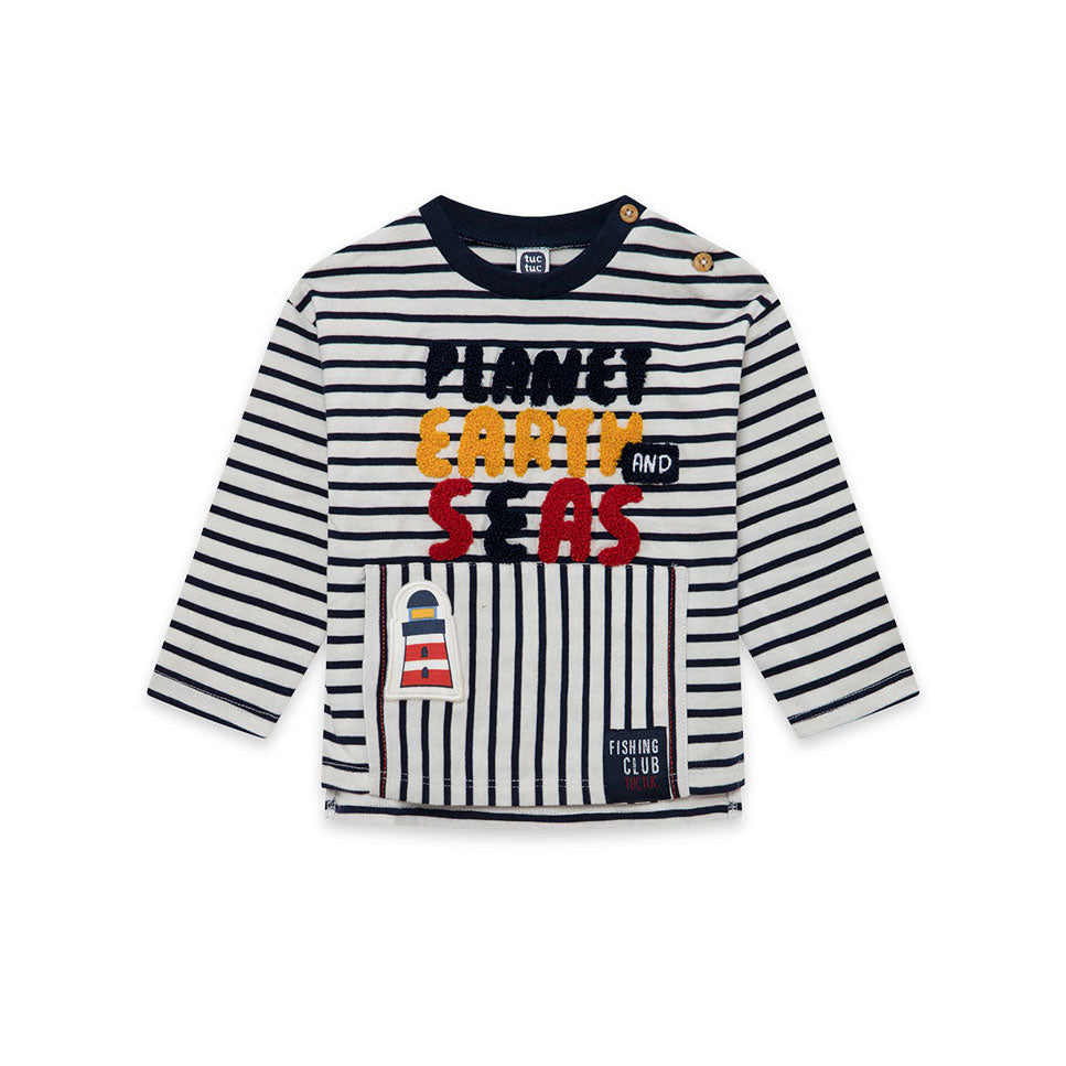 
T-shirt from the Tuc Tuc Childrenswear Line, with striped pattern and multicolor bouclé writing ...