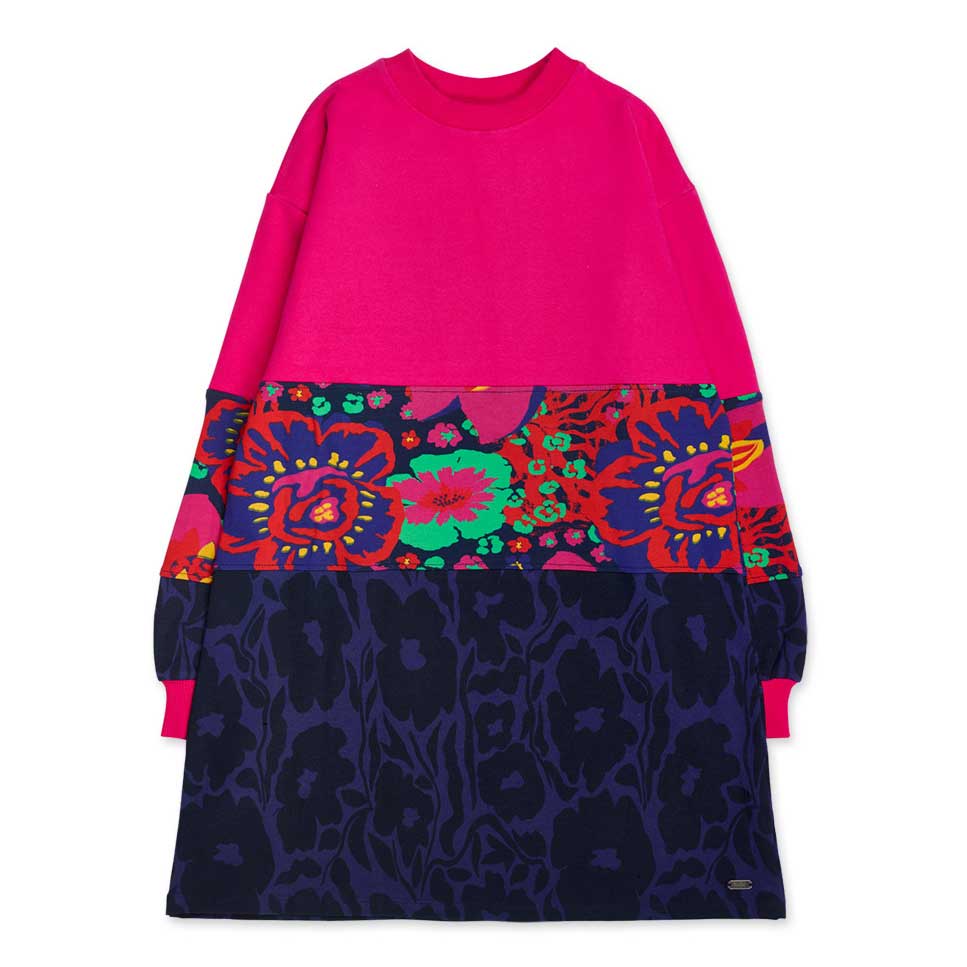 Fleece dress from the Tuc Tuc girls' clothing line, with a solid color upper part in fluorescent ...