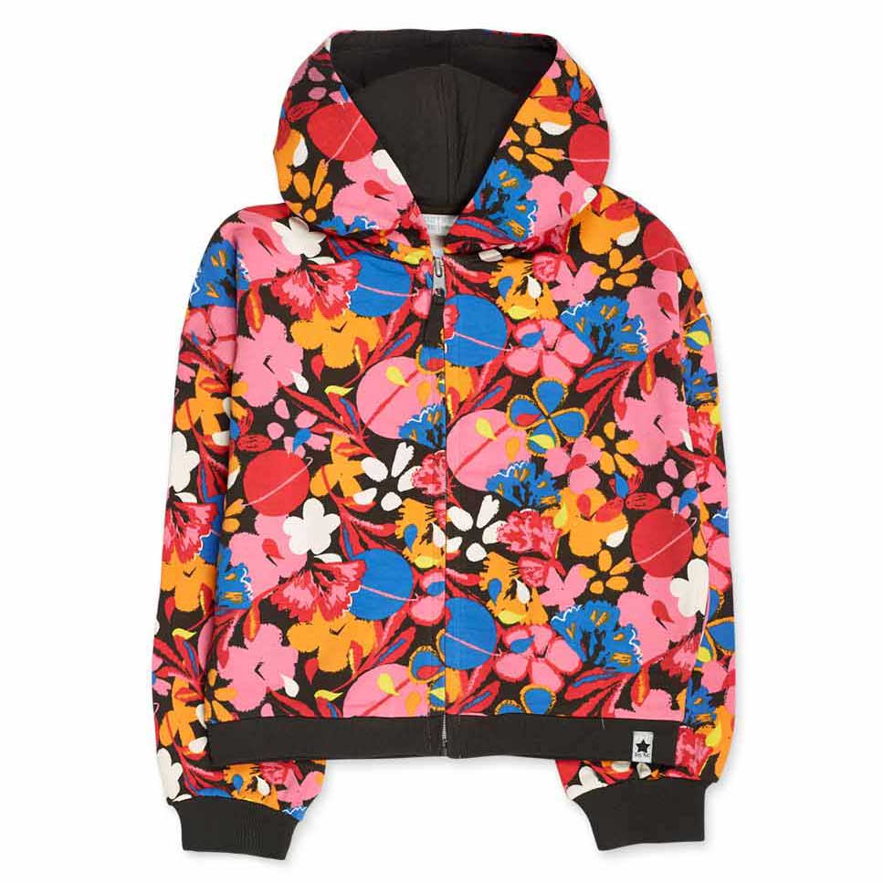 Hooded sweatshirt from the tuc Tuc girls' clothing line, with floral pattern and zip closure on t...