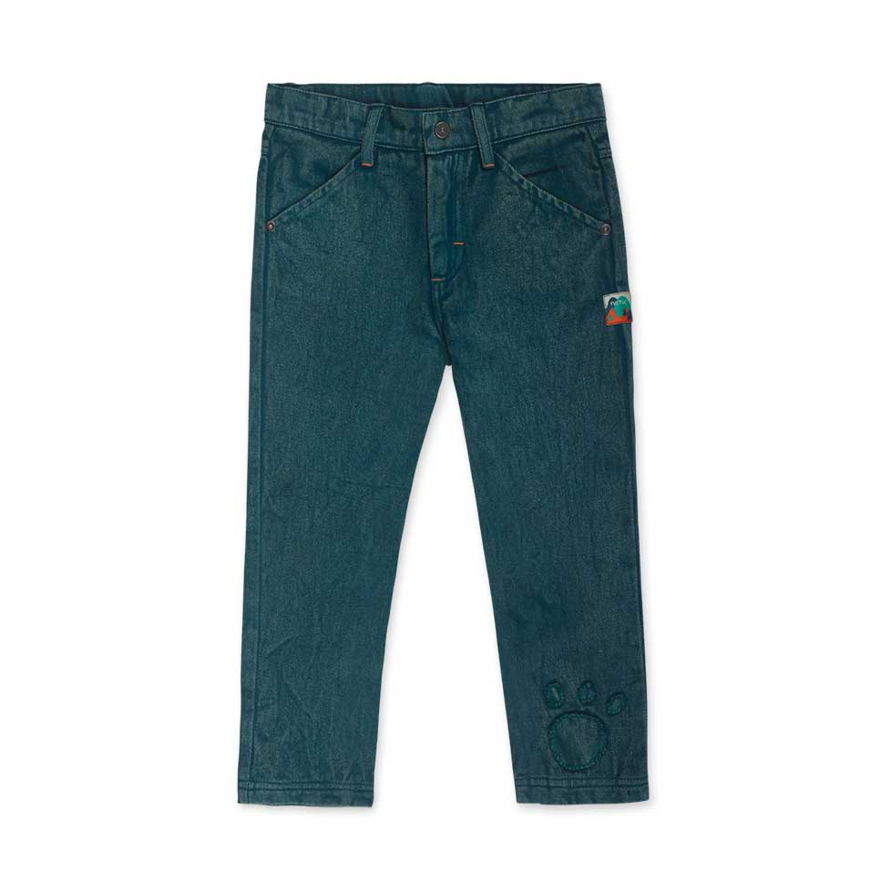 Trousers from the tuc Tuc children's clothing line, in twill, forest green color with small desig...