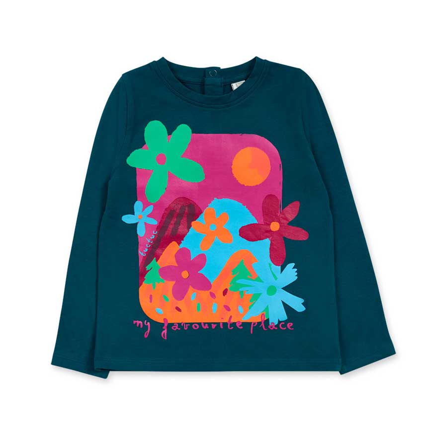 T-shirt from the Tuc Tuc girls' clothing line, long sleeves, with multicolor print on the front a...